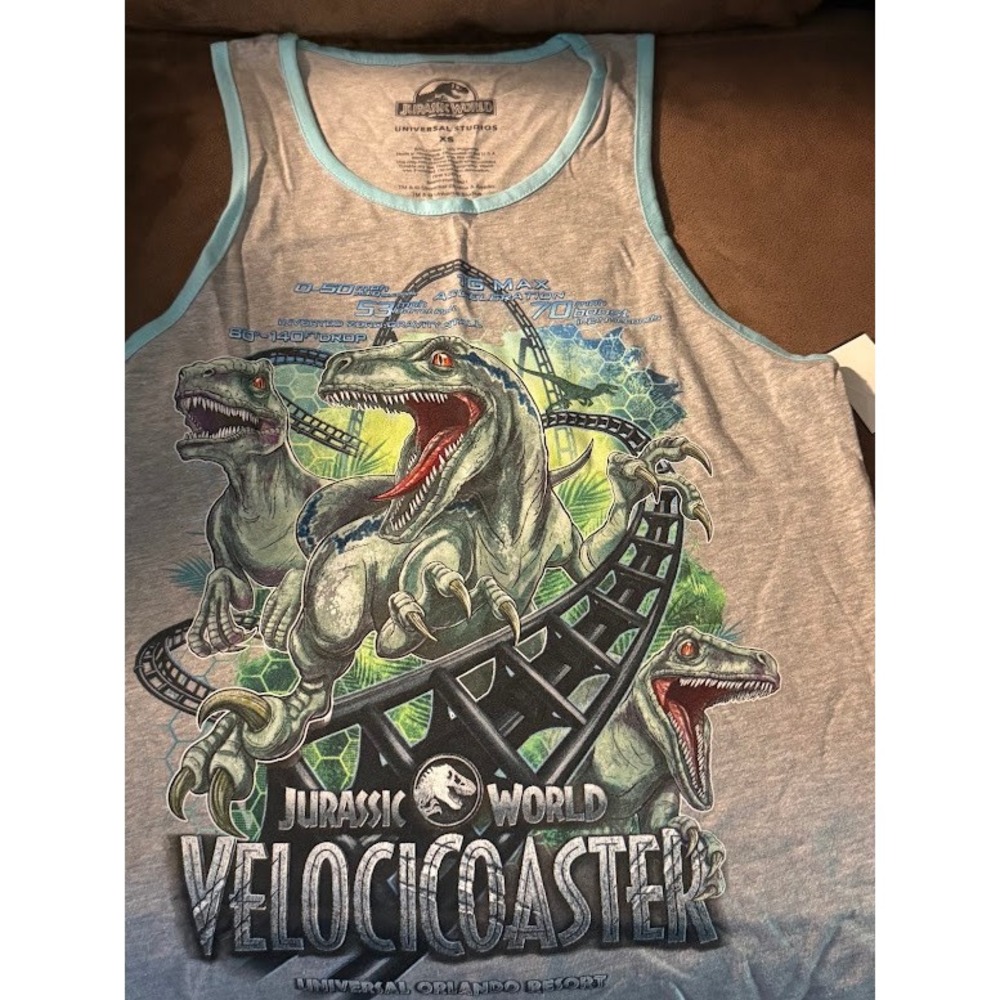 Universal Studios Jurassic World VelociCoaster Gray Tank Top XS New With Tags